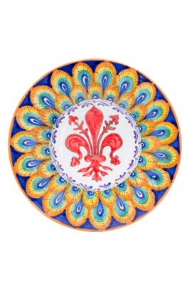 Piatto ceramica fine – Giglio e Pavone Arancio