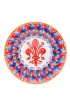 Piatto ceramica fine – Giglio e Foglina Rosso con Scacchi
