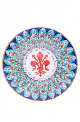 Piatto ceramica fine – Giglio e Foglina Turchese