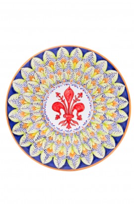 Piatto ceramica fine – Giglio e Foglina Verde