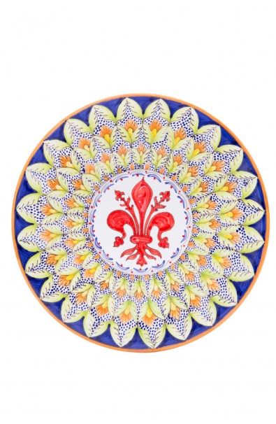 Piatto ceramica fine – Giglio e Foglina Verde