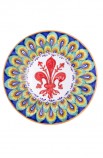 Piatto ceramica fine – Giglio e Pavone Blu